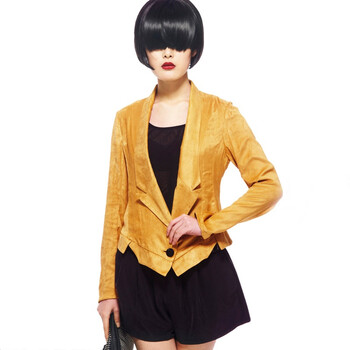 巴哈米舍2012新春新款女装 时尚修身一粒扣西装外套 黑/黄/蓝 707AW103 黄色 L