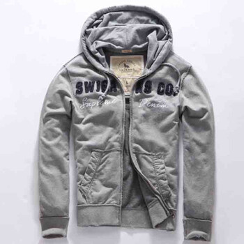 七匹狼SWJEANS休闲戴帽开襟长袖卫衣171110601210 浅灰色 XXL