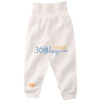 贝贝怡 新生儿衣服宝宝裤子/秋裤纯棉婴儿高腰护肚裤503 米白 90码