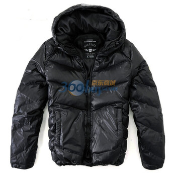 AK男装冬装新品 超细尼龙空军连帽羽绒服11C211017 黑色 XXL