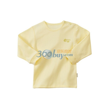 贝贝怡四季素色 婴儿服装 新生儿纯棉肩开扣上衣 BB308 淡黄 90码