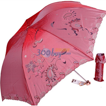 天堂伞 2012年新款系列 防紫外线 防晒 晴雨伞 3343E情有独钟 1号红