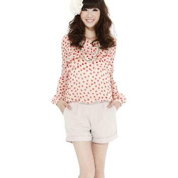 蒂蒂卡娜/TT.COLOR 2012新款 女装独家设计 雪纺长袖连体裤 连身衣 K03 红色花纹 L