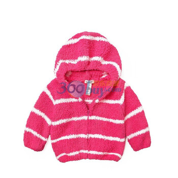 dave&bella 春款新品 超柔软可爱男女宝宝/婴儿服饰 条纹外套 139 玫红白色 100(4T)