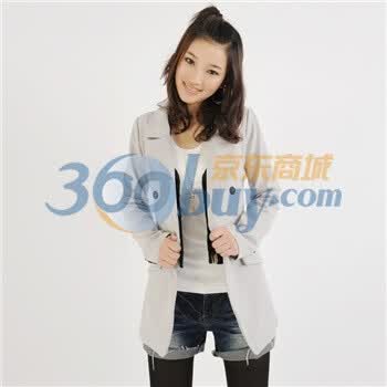 韩都衣舍 韩国女西装春季新品新年春装翻领中长款小西装GJ0898 灰色 L
