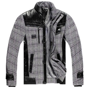 公子一派羊绒棉服外套男式棉袄男士棉衣MY-54004 紫灰格 185/100A(54/XXL)