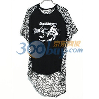 购物赢大奖 时尚起义 春装韩国进口豹纹配色插肩袖T恤 女582873 灰色系 one
