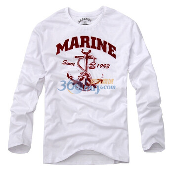 AK男装秋季新品 MARINE全棉印花长袖T恤 11C100084 白色 XXL