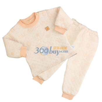 童泰 圆领肩扣宝宝保暖套装秋冬婴儿加厚内衣服超柔 F1583 黄色 100码