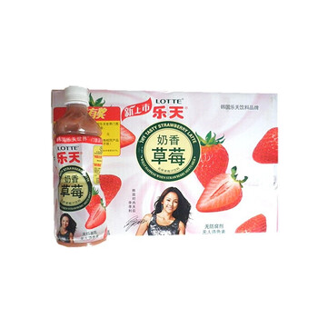 乐天奶香草莓汁饮料1瓶450ML*15瓶