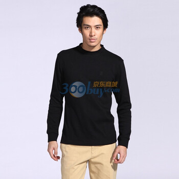 IZOD 秋季新品纯棉小立领长袖男士商务T恤 1061914105200 黑色系 XL(180/98A)