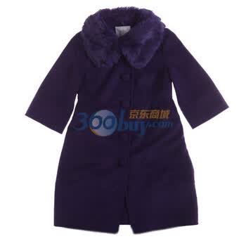 歌莉娅GOELIA 真毛领毛呢外套大衣541G6653 紫色 L