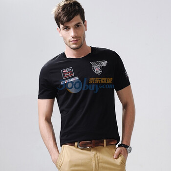 浪氏威尔lansiwear2012春夏短袖商务时尚圆领T恤LSAJT362 黑色 54