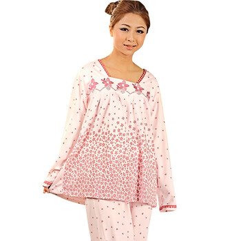好家猫 韩版新款碎花小清新女士棉质家居服HJM227 浅粉 XL