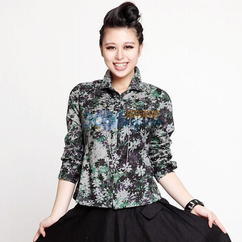 伊思君凯ESBACK 全棉花布衬衫ES1003SCZ090 绿色 L