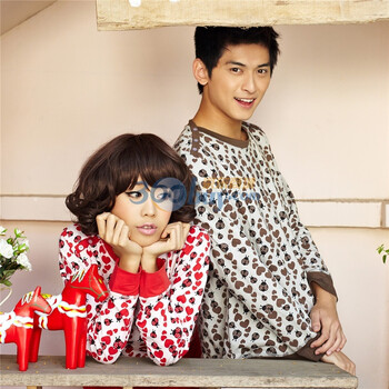 Gainreel歌瑞尔 睡衣2012新款春秋装幸福甜蜜纯棉可爱简约男家居服套装 灰色 XXL