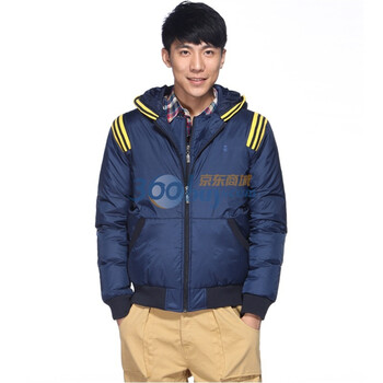 IZOD 90%白鸭绒冬季新品拼接连帽薄款羽绒服 2061901201602蓝色XXL(185/102A)