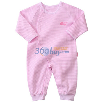 贝贝怡 BB133 婴儿内衣宝宝纯棉连身衣/爬服 侧开扣连体衣 淡粉 90码