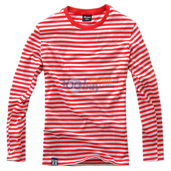 AK男装春装新品 海魂长袖T恤衫C100018 红白条纹 XXL