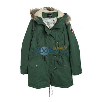 AS安都 2011冬 新款女装袋盖装饰直筒型休闲棉服长外套 9158247 军绿 L