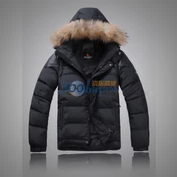 valianly 2011新款男款羽绒服可拆袖貉子帽毛防水透气保暖2159黑色54/XXL/185