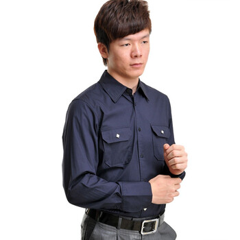HOPTAHE埃驰易 男装长袖衬衣92110233蓝色 XL