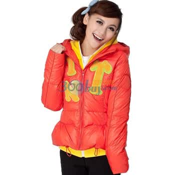 [inturn]韩版字母带帽橙色可爱短款羽绒服女 新款13M1491 橙色 L