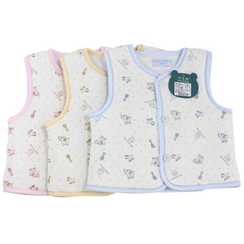 巧尼熊 宝宝服饰 春秋冬季宝宝剪绒保暖马甲背心3711 印蓝 100码