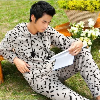 2012秋季新品 歌瑞尔丝丝心语男式情侣珊瑚绒家居服睡衣套装 浅灰色 XXL
