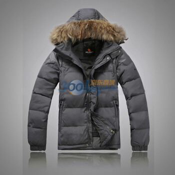 valianly 2011新款男款羽绒服可拆袖貉子帽毛防水透气保暖2159灰色54/XXL/185