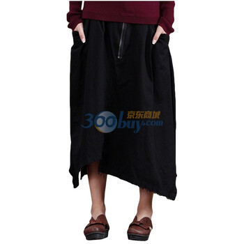 茵曼 INMAN 2011秋装怀旧毛边半身裙 SK8073 黑色 XL