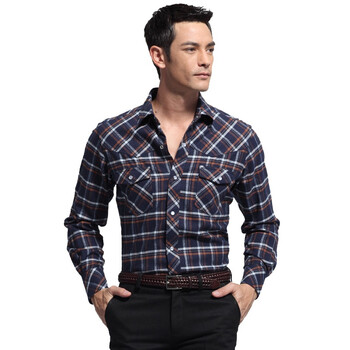 深海deepocean加厚苏格兰格时尚长袖男式衬衫DCX14005LXXL