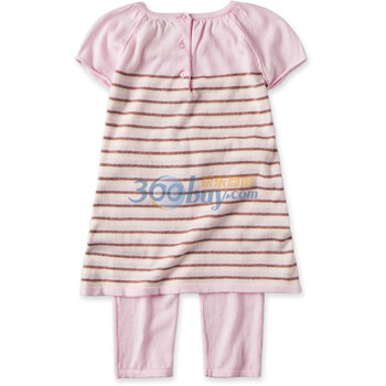 davebella 春款新品 经典条纹公主范宝宝分体套装/婴儿套装 1036 粉色 80(24M)