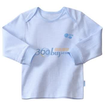 贝贝怡 BB313 婴儿服装宝宝 纯棉睡衣 春装 活动肩上衣 淡蓝 100码