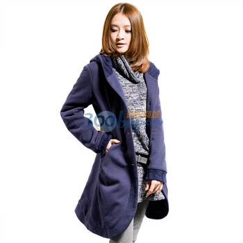 圣迪奥sdeer 女装时尚连帽棉衣0481803 深蓝色 XL