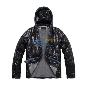 Justyle秋冬拉链连帽竖格男士短款羽绒服男款外套45113078黑色XXL