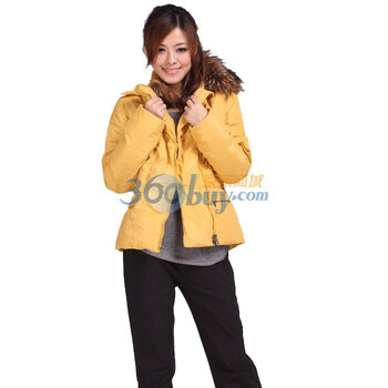 WSM威丝曼 侧拉链 毛领羽绒服 TD150018 黄色 XL