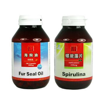 善元堂海狗油软胶囊500mg*100粒+善元堂螺旋藻片250mg*460粒 缓解三高 增强免疫力 补肝益肾