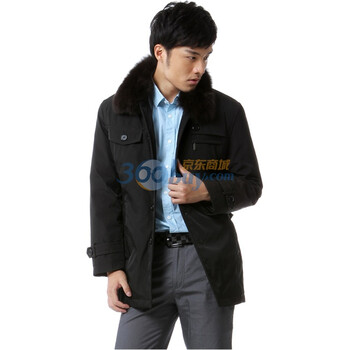 蓝冰 男 蓝狐皮草毛领商务一手长羽绒服 ^@^BA58020 咸菜色 185/100A(XL)