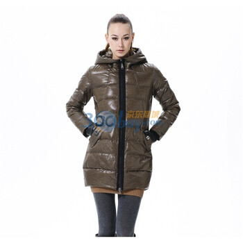 波司登 2011新款 羽绒服 女 简约亮面连帽中长款 BR2304 深灰色 185/104A(XXXL)