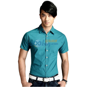 公子一派2012春夏装新款修身时尚衬衫男短袖翻领衬衣CS-5121 雅蓝 185/100A(54/XXL)