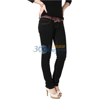 以纯正品2012冬春新款女弹力小直筒瘦身牛仔长裤21420810原179 蓝色 30