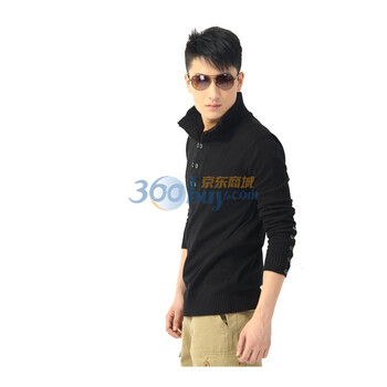 OBM 春新款热卖男士休闲立领针织衫031 黑色 185/100A（54）