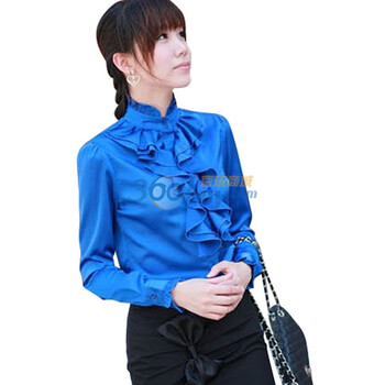 蓝海湾2012春季新款 浅灰 韩版 时尚 长袖衬衫/修身衬衣732 宝蓝 XL'