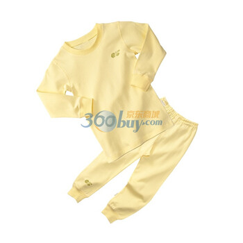 贝贝怡（bornbay） BB806 宝宝服 半高领罗纹套装 婴儿童装内衣浅黄色110码