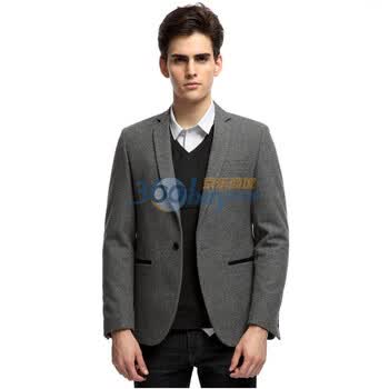 Max Toney奢华真皮时尚羊毛修身休闲西装229 灰色 XXL