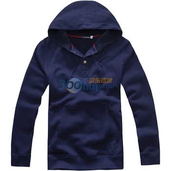 LLSibling连帽卫衣 春季新品 男士拉毛绒半开门襟全棉外套547078 藏青色 XL