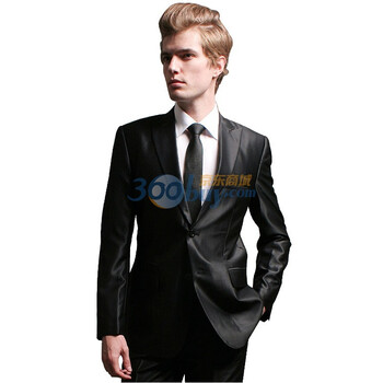【V3 MAN】婚礼派对修身西服31931007-099黑色亮面 185/100A（54）