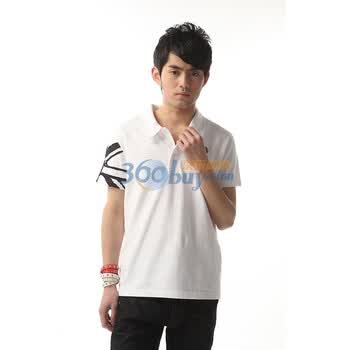 REDPEPPER时尚休闲POLO衫领全棉背后翅膀刺绣男式T恤 白色 2XL