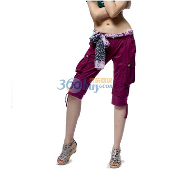 KAMA卡玛 女式棉质休闲无分裤6212511 紫红 30